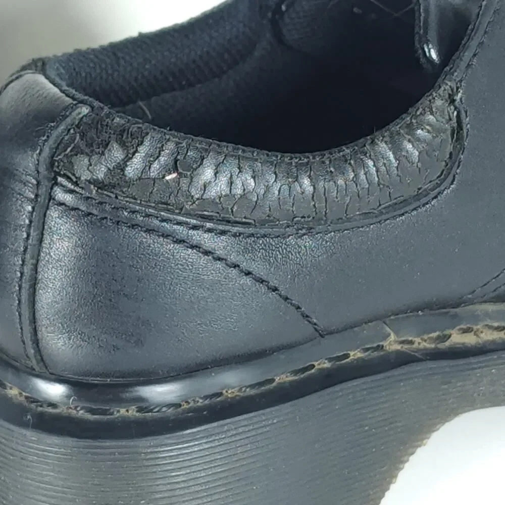Dr. Martens Francesca Women's US8 UK6 Leather Chunky Heel Black Derby Oxford